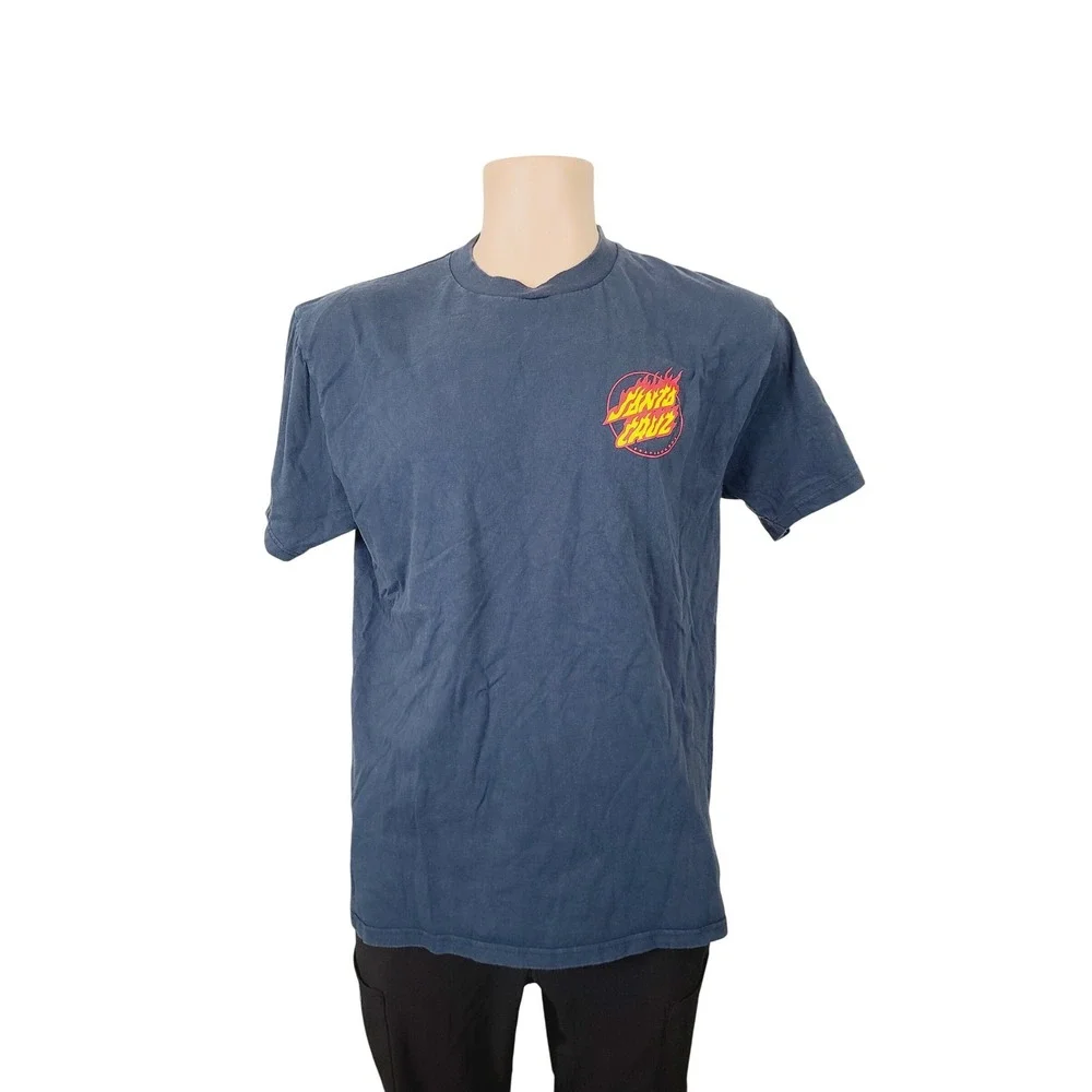Santa Cruz Cotton, Comfortable fit Classic Logo T-Shirt,‎ Men Size L Navy Blue